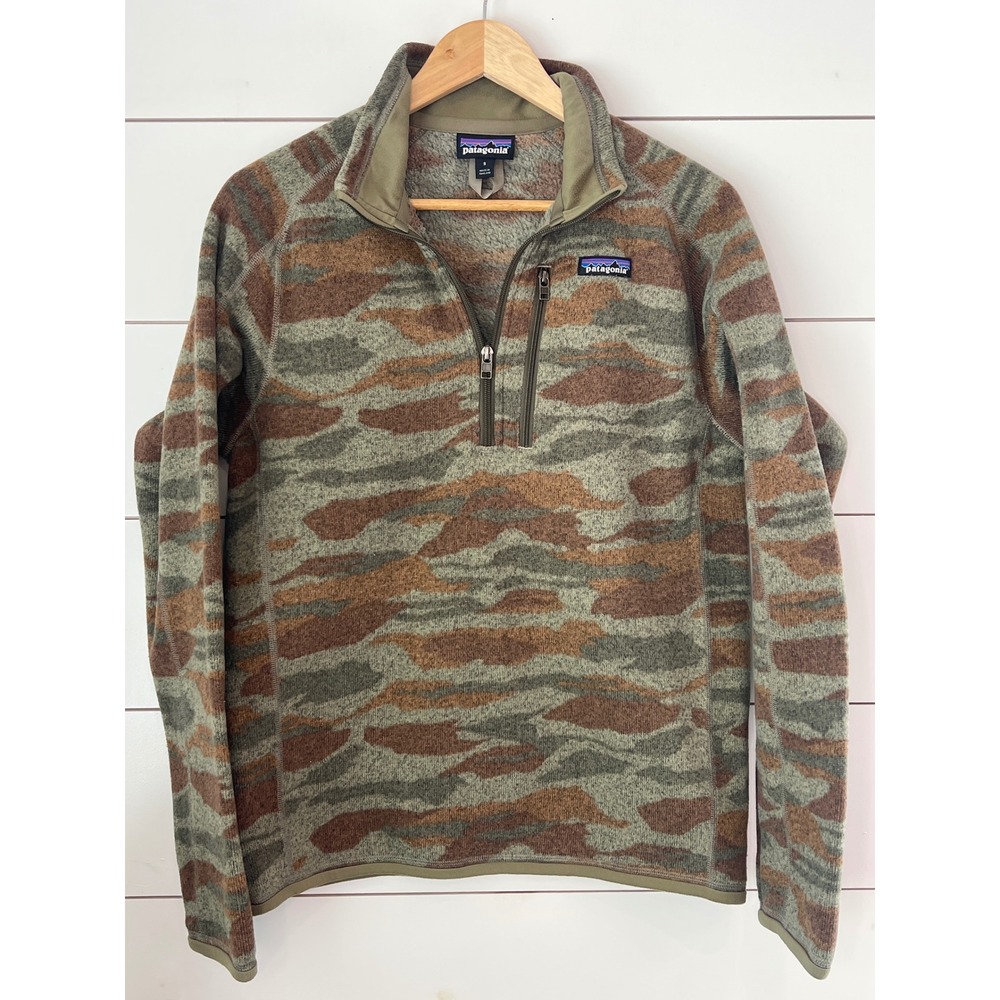 Patagonia Better Sweater 1/4 Zip Fleece Pullover Camo Green Brown Men S gorpcore